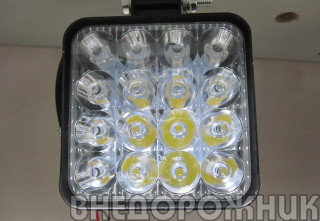 Фара светодиод. LED 16 W квадр.узкая (д85*в85*г20)