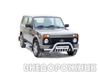 Защита переда «Акула» с усами и доп. защитой двигателя d63,5 Urban 4x4 нерж