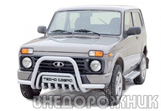 Защита переда «Низкая с усами» d63,5 и доп. защитой двигателя Urban 4x4 нерж