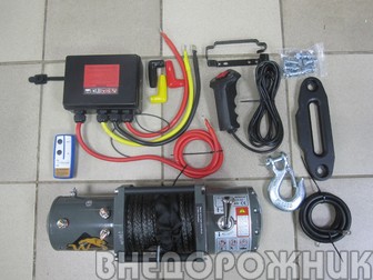 Лебёдка электрическая PRO&TOP 6000 (2722 кг.) синтетика на сальниках с моносоленоидом