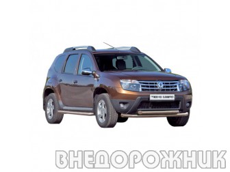 Защита ПЕРЕДА «Труба двойная» d63,5 RENAULT DUSTER НЕРЖ