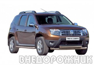 Защита ПЕРЕДА «Труба двойная» d63,5 RENAULT DUSTER НЕРЖ