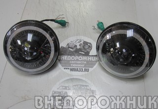 Фары головного света светодиодные ВАЗ 21214 "сверхяркая большая BI-Led линза с ДХО и поворотником
